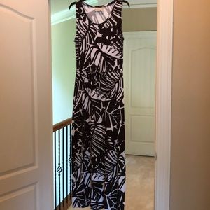 Chico’s dark brown and white maxi dress.